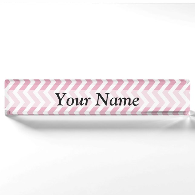 Pink and white chevron nameplate (Front)