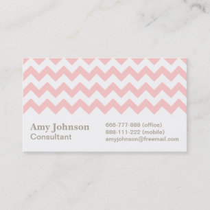 Pink and White Chevron Pattern Business Card