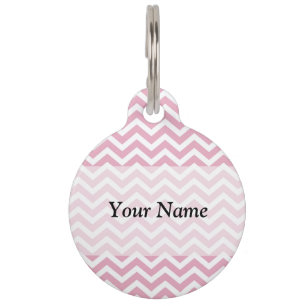 Pink and white chevron pet tag