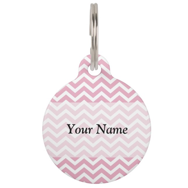 Pink and white chevron pet tag (Front)