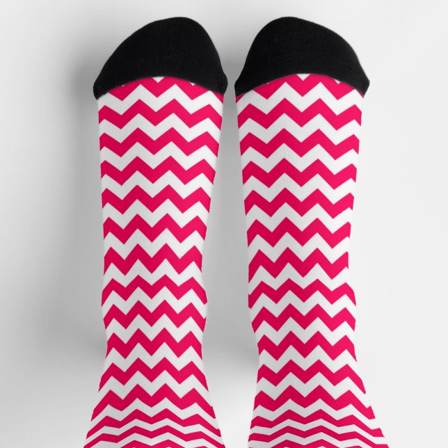 Pink and white chevron stripes socks (Top)