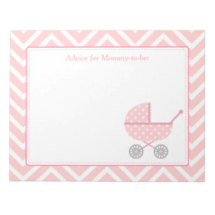 Pink and White Chevron Stroller Mommy to be Notepad