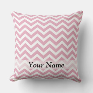Pink and white chevron throw pillow