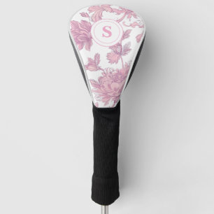 Pink and White Chinoiserie Floral Bird Golf Head Cover