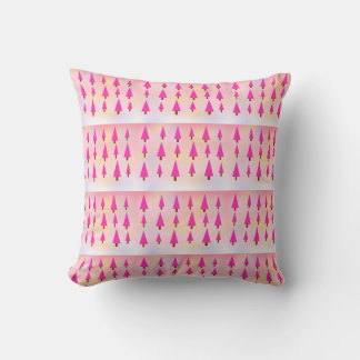 Pink and White Christmas Tree Pattern Throw Pillow