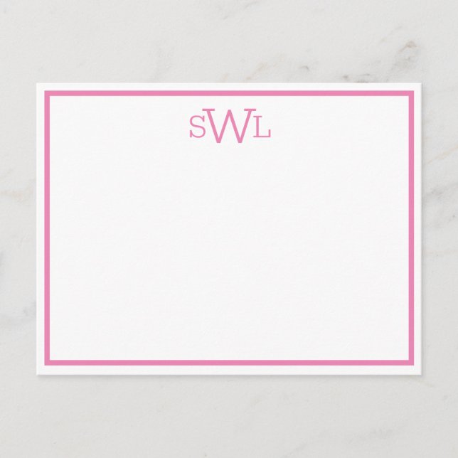 pink and white classic minimalist flat note card (Front)