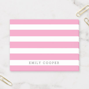 Pink and White Classic Stripes Monogram Post-it Notes