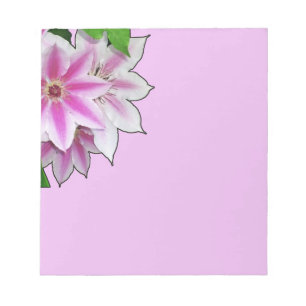Pink and White Clematis Flowers Notepad