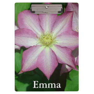 Pink and White Clematis Spring Flower Clipboard