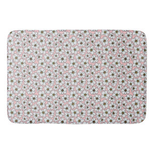 Pink And White Cottagecore Flowers Bath Mat