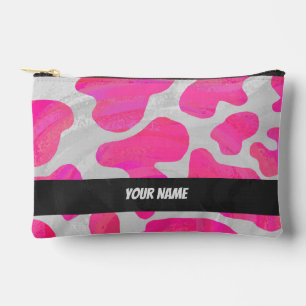 Pink and White Cow Pattern Accessory Pouch