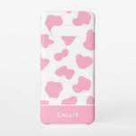 Pink And White Cow Print Custom Name Samsung Galaxy Case<br><div class="desc">A modern phone case featuring a pink and white cow print pattern. This fun design has a trendy and stylish feel. Personalise the case with your name for an eye-catching custom phone cover.</div>
