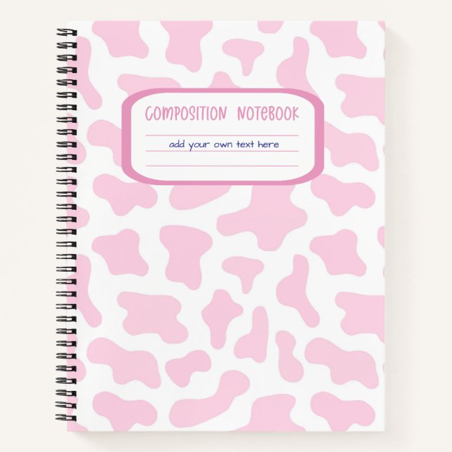 Pink and White Cow Print Notebook (Front)