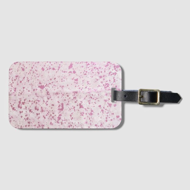 Pink and White Cowhide Country Western Luggage Tag (Front Horizontal)