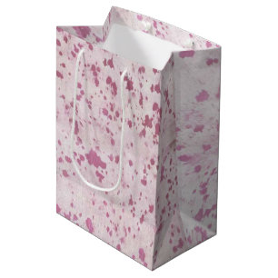 Pink and White Cowhide Country Western Medium Gift Bag
