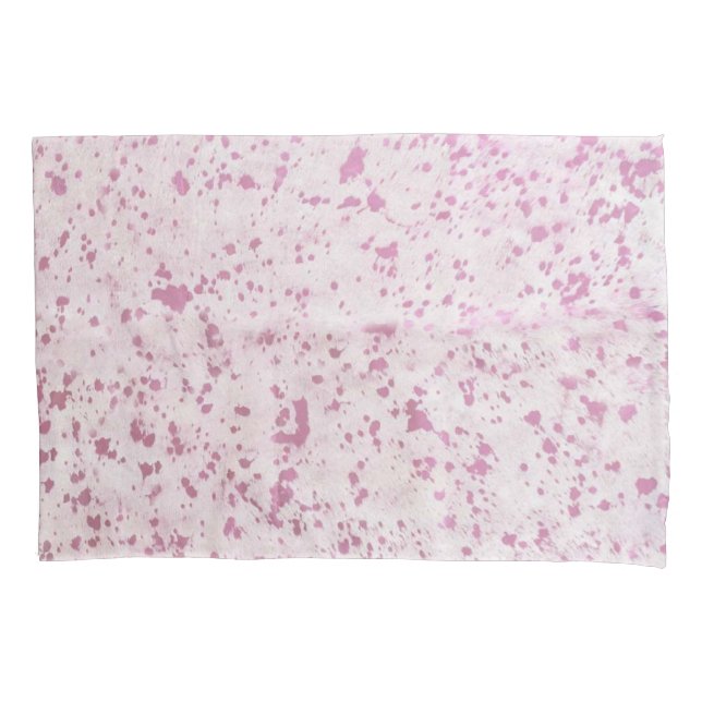 Pink and White Cowhide Country Western Pillowcase (Front)