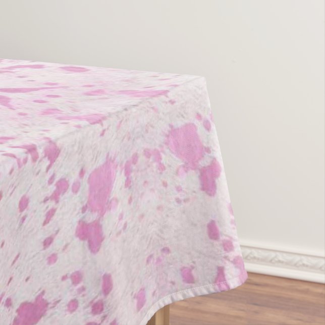 Pink and White Cowhide Country Western Tablecloth (In Situ)