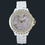 Pink and White Crab Apple Blossoms Wedding Watch<br><div class="desc">Customize the pretty Pink and White Crab Apple Blossoms Wedding Wrist Watch with the personal names of the bride and groom and specific marriage ceremony date. This classy custom flowery time piece features a digitally painted floral photograph of pink and white crab apple blossoms on the tree.</div>
