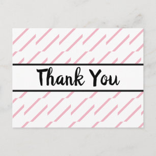 Pink and White Crisp and Classic Thank You Postcard