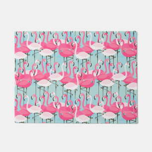 Pink And White Crowd Of Flamingos Doormat