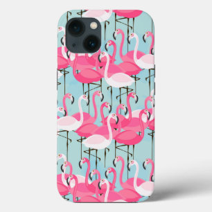 Pink And White Crowd Of Flamingos iPhone 13 Case