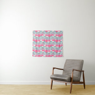 Pink And White Crowd Of Flamingos Tapestry