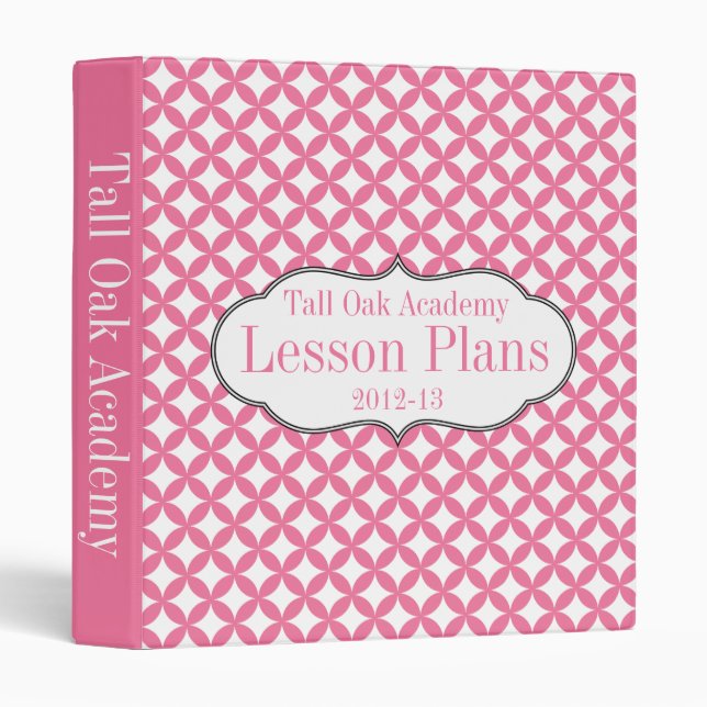 Pink and White Customized Lesson Plan Binder (Front/Spine)