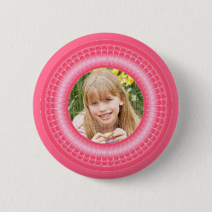 Pink and white cute frame template 2 inch round button