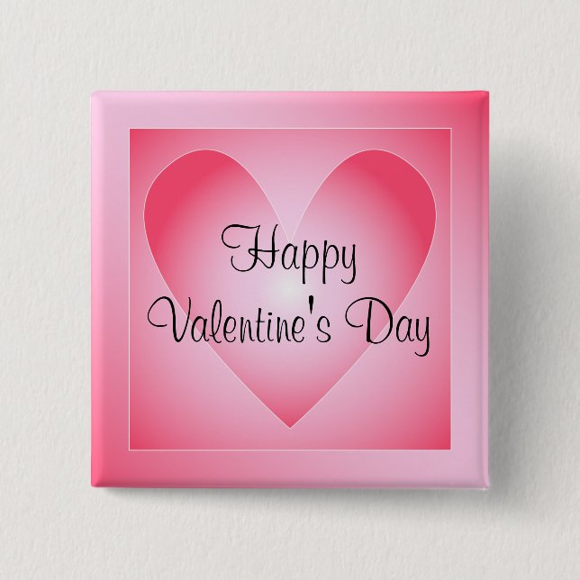 Pink and white cute heart 2 inch square button (Front)