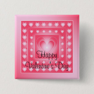 Pink and white cute hearts 2 inch square button