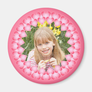 Pink and white cute hearts template magnet