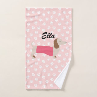 Pink and White Dachshund Towel Gift