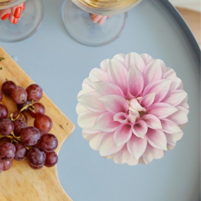 Pink and White Dahlia Floral Paper Coaster (In Situ Wedding)