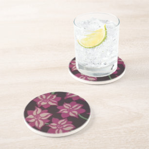 Pink and White Dahlia Pattern Coaster