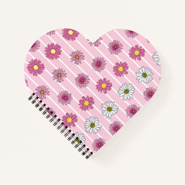 Pink and White Daisies Wildflower Whimsy  Notebook (Front)
