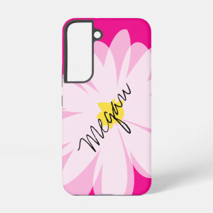 Pink and white daisy flower drawing personalized samsung galaxy case