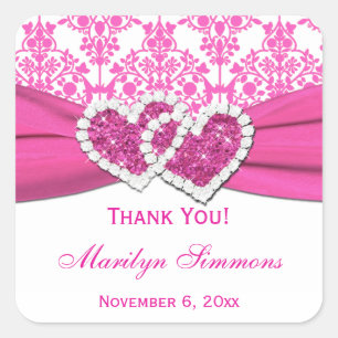Pink and White Damask Bridal Shower Sticker