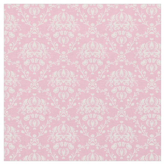Pink and White Damask Fabric (Close Up)