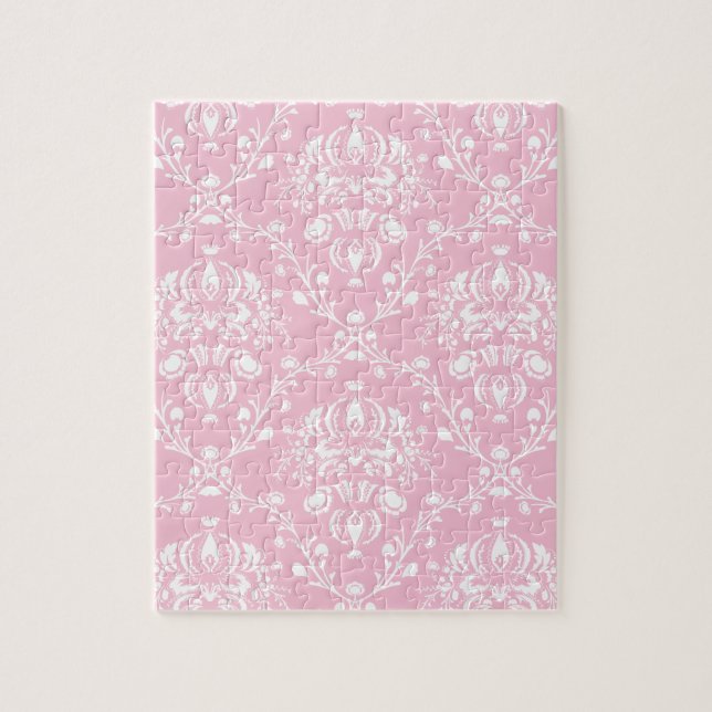 Pink and White Damask Jigsaw Puzzle (Vertical)