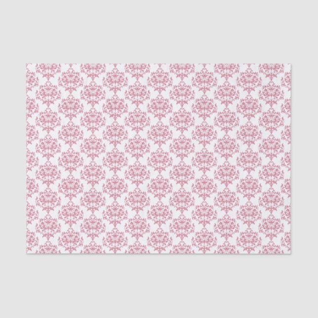Pink and White Damask Tissue Paper (Front)