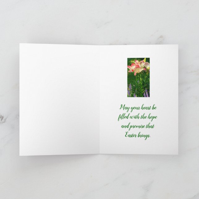 PINK AND WHITE DAYLILIES/EASTER JOY/HE IS RISEN HOLIDAY CARD (Inside)