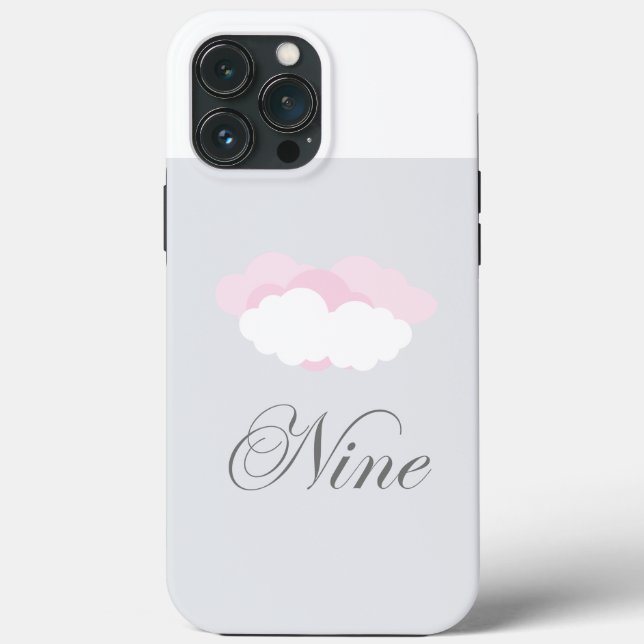 Pink and White Delicate Clouds With Text Nine Case-Mate iPhone Case (Back)