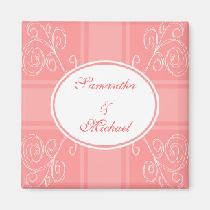 Pink and white design magnet