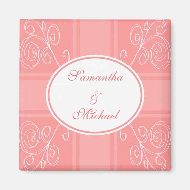 Pink and white design magnet (Front)