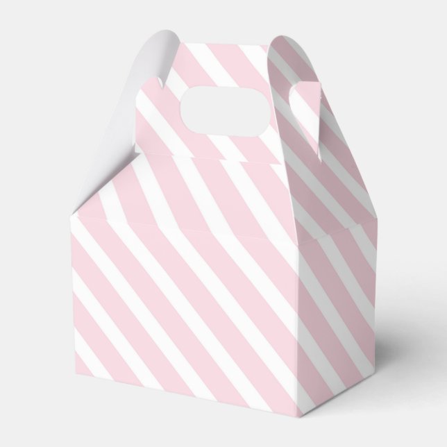 Pink and White Diagonal Striped Pattern Favor Box (Front Side)
