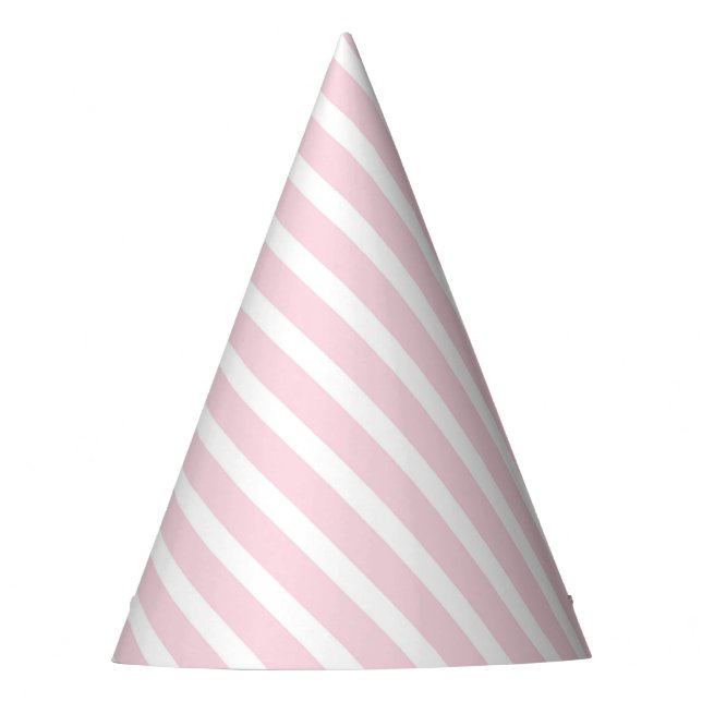 Pink and White Diagonal Striped Pattern Party Hat (Front)