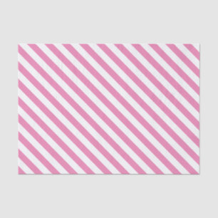 Pink and White Diagonal Stripes Tissue Paper