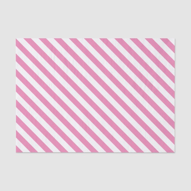 Pink and White Diagonal Stripes Tissue Paper (Front)