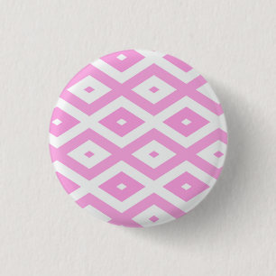 Pink and white diamond pattern 1 inch round button
