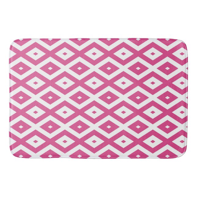 Pink and white diamond pattern bath mat (Front)